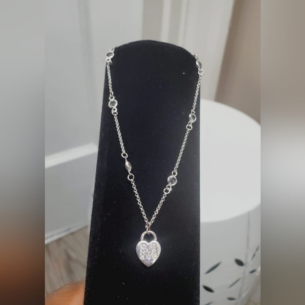 Heart Padlock Necklace Silver Lock Pendant.🌴